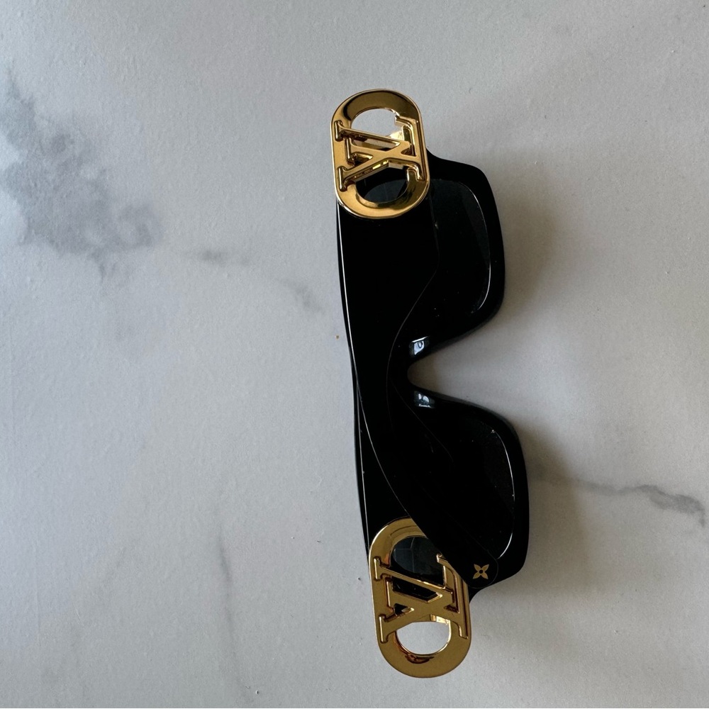 Louis Vuitton Black Sunglasses with Gold LV Hardware